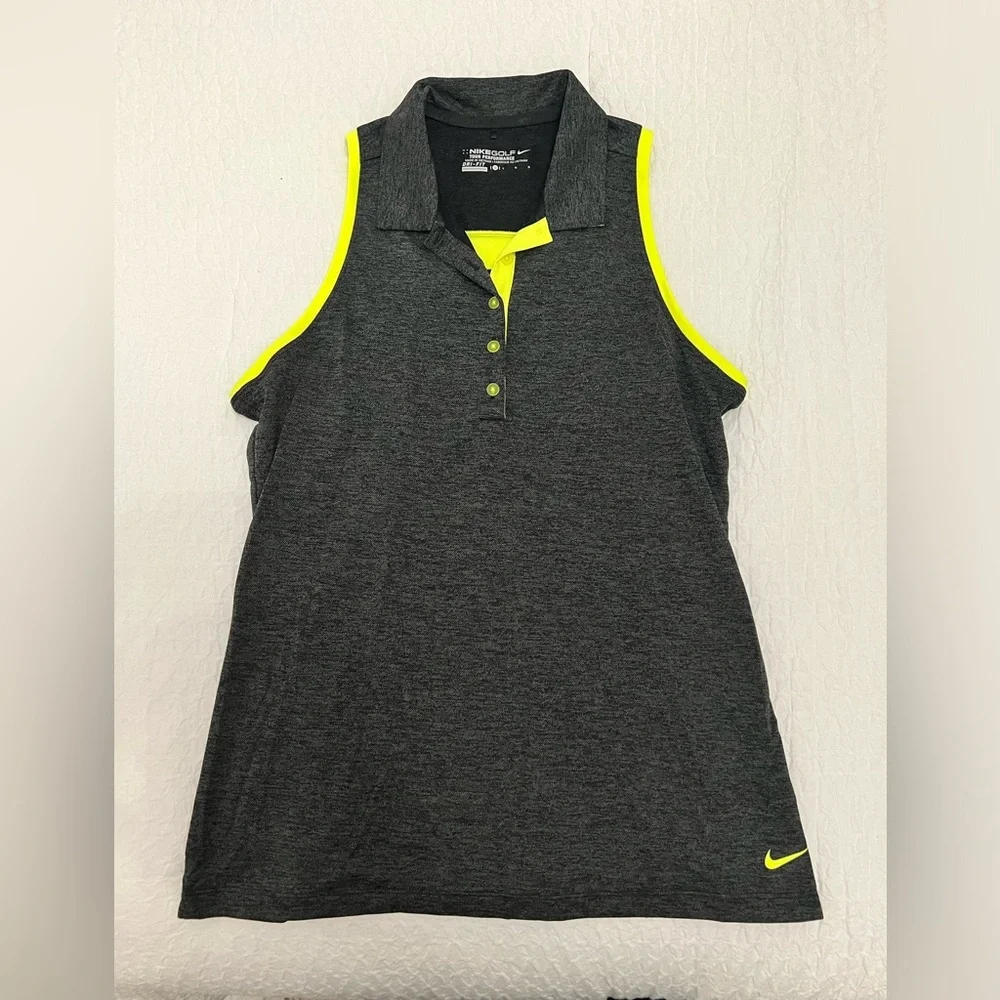 Nike Women’s Golf Polo – Gray with Lime Green Detail (Size L)